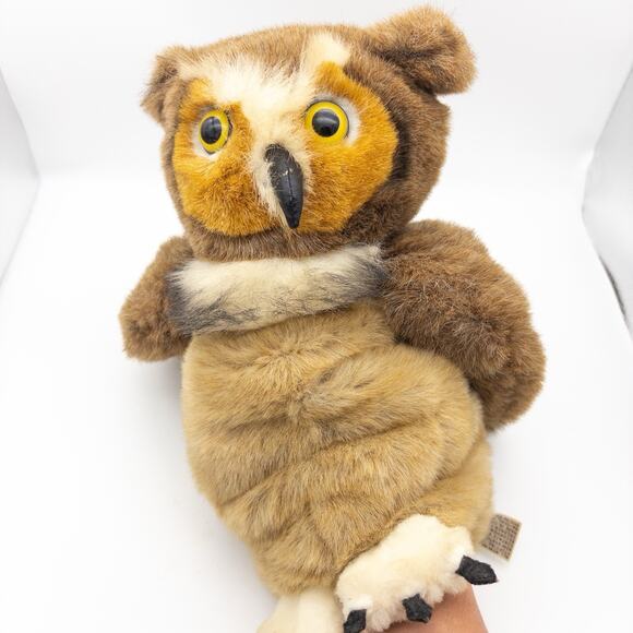 Vintage Cascade Toy Hand Puppet Owl Plush 13” Swivel Head Rotates EUC - Picture 7 of 8